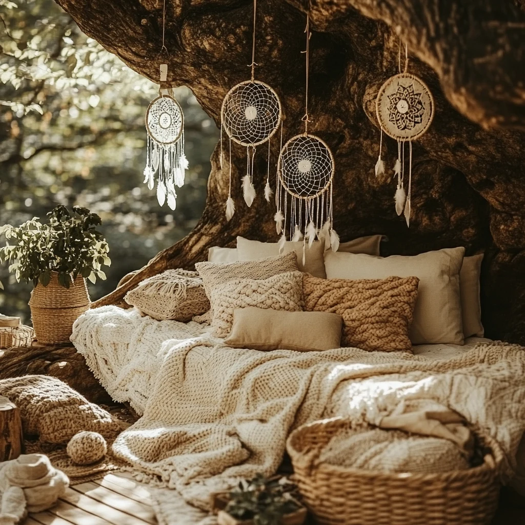 boho-relax-plek-buiten-met-dromenvangers