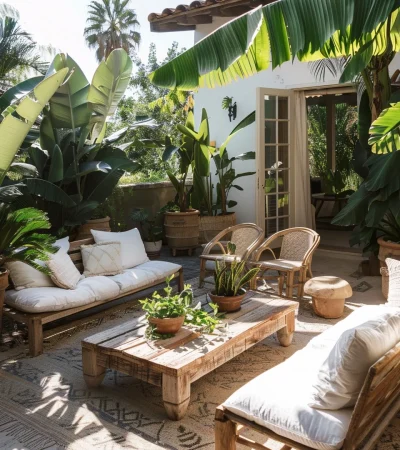 boho-tuin-met-planten-en-rotan-tuinset-